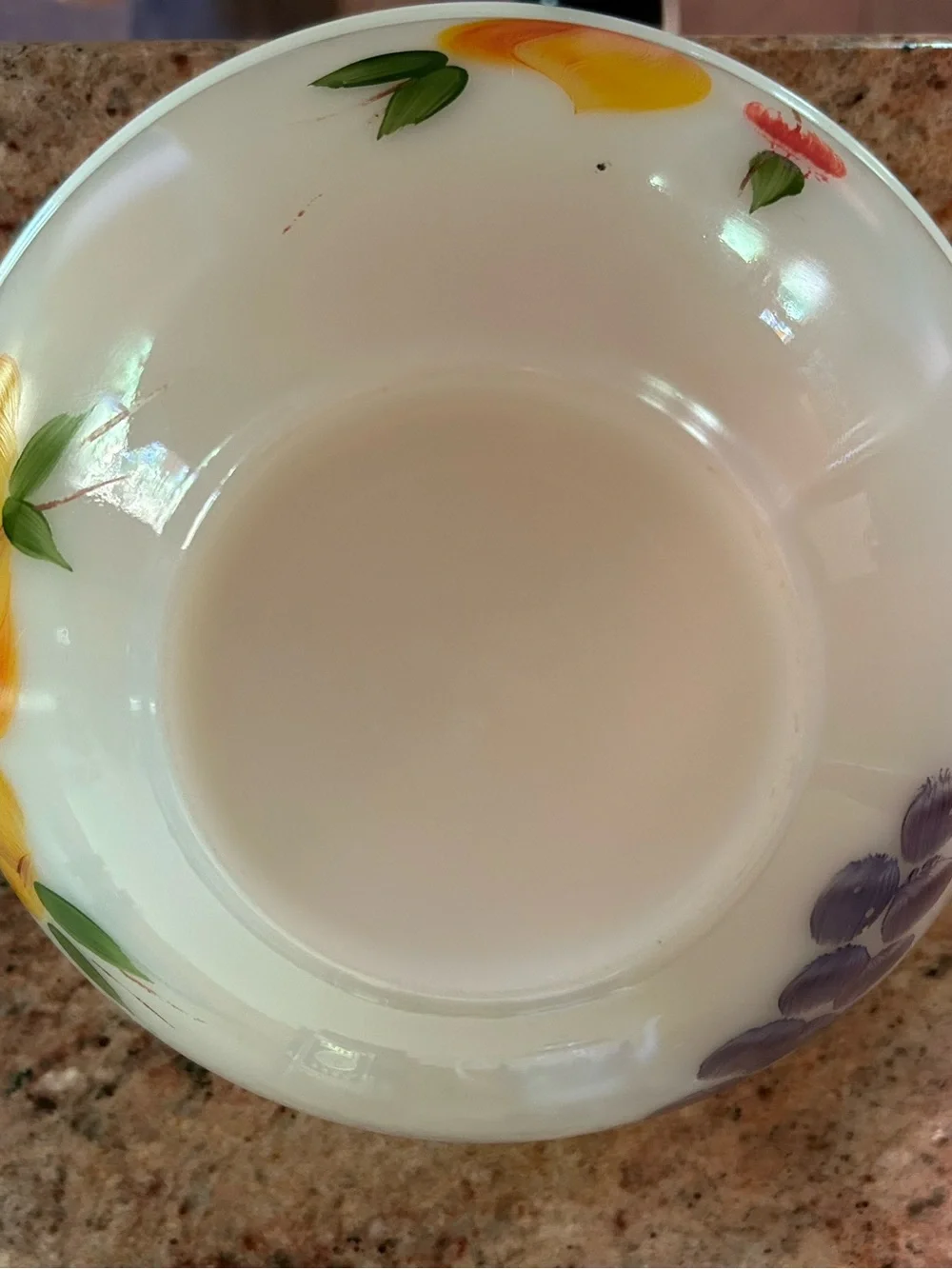 Fire-King Vintage Milk Glass Mixing Bowl 8.75” Hand painted 